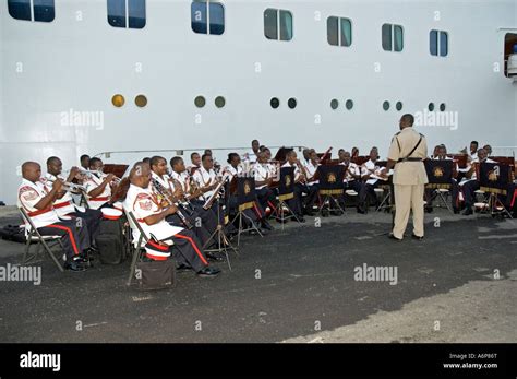 the royal barbados police band entertain passengers on the cruise ship