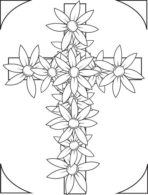 cross  flowers coloring page flower coloring pages cross