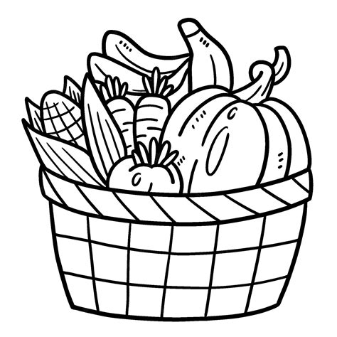 premium vector vegetables   basket isolated coloring page