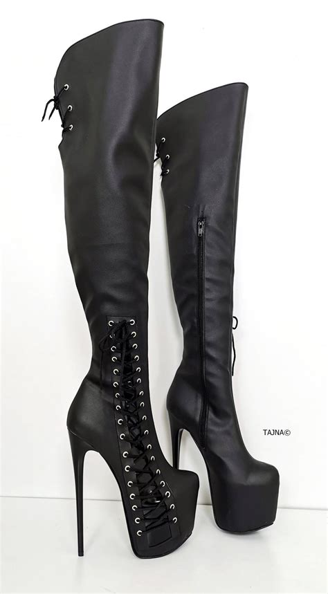 black matte corset knee high boots sexy high heel boots knee high
