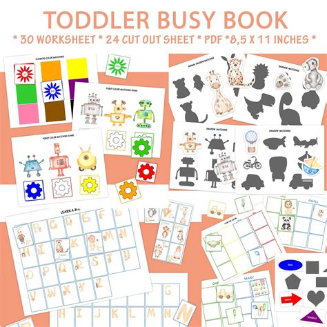 printable toddler busy book busy book printable worksheet etsy