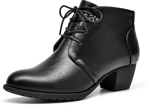 Vjh Confort Womens Ankle Boots Lace Up Round Toe Comfortable Low Heel