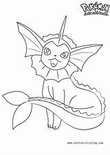 Vaporeon Coloring Pokemon Pages Printable Kids Color sketch template
