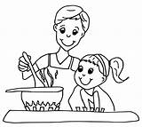 Mother Cooking Drawing Daughter Stove Getdrawings sketch template