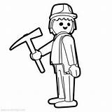 Playmobil Pickaxe Miner sketch template