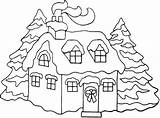 Christmas House Coloring Snow Clipart Pages Covered Houses Xmas Pole North Snowy Color Applique Colouring Cliparts Patterns Embroidery Drawing Winter sketch template