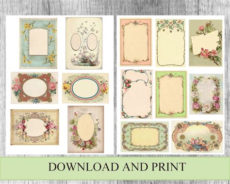 victorian blank labels printable add text printable crafting etsy