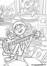 Coloring Miguel Coco Guitar Playing Disney Pages Kids Print sketch template