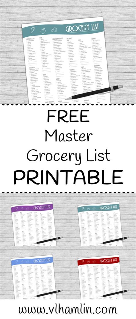 master grocery list printable food life design