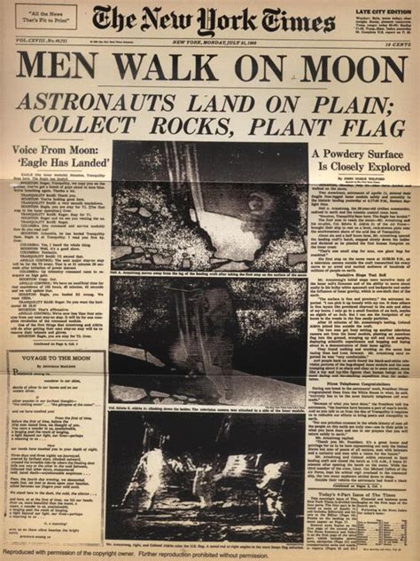 moon landing newspaper front pages