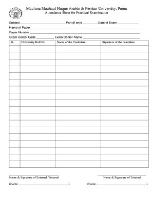 practical attendance sheet fill  printable fillable blank