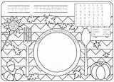 Thanksgiving Printable Placemats Coloring Placemat Activity Printablee Preschool Via sketch template