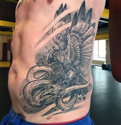 flying eagle  snake big detailed realistic tattoo  side tattooimagesbiz