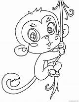 Monkey Coloring Cute Pages Tree Hanging Coloring4free Related Posts Printable sketch template