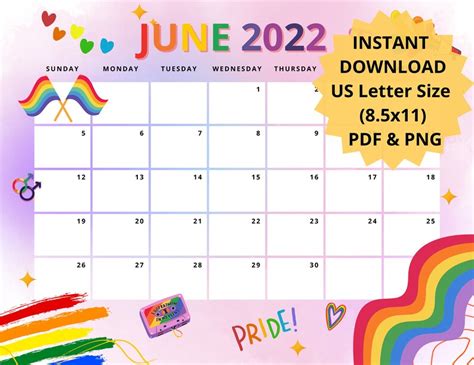editable pride month june 2022 monthly calendar lgbt queer etsy singapore