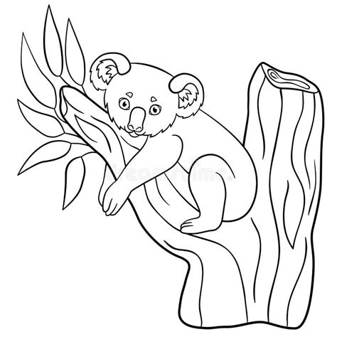 coloring pages  cute baby koala smiles stock vector