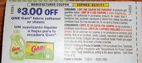 save big   printable gain coupons