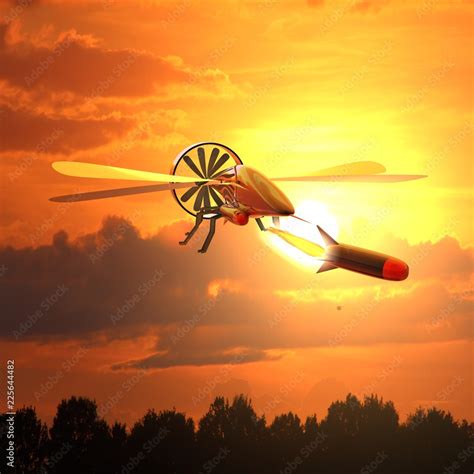 drone vuurt raket af moderne oorlogsvoering met onbemand op afstand bestuurbare raketwerper