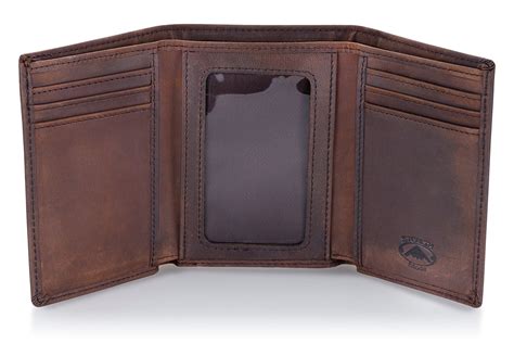 stealth mode trifold leather wallet  men  rfid blocking brown
