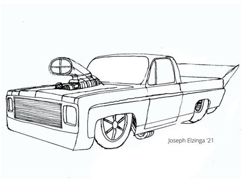 truck dragster coloring page etsy singapore