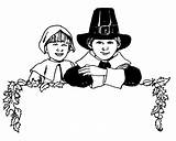 Pilgrim Coloring Pages Pilgrims Clipart Cartoon Thanksgiving Boy Little sketch template