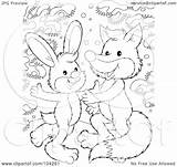 Rabbit Dancing Fox Coloring Clipart Snow Outline Illustration Royalty Bannykh Alex Rf 2021 sketch template
