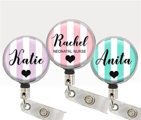 vertical stripes  retractable id card badge reel pass etsy