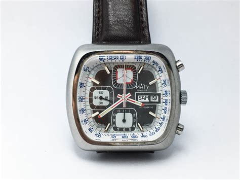 vintage maty suisse automatic chronograph mens  valjoux  mm maty