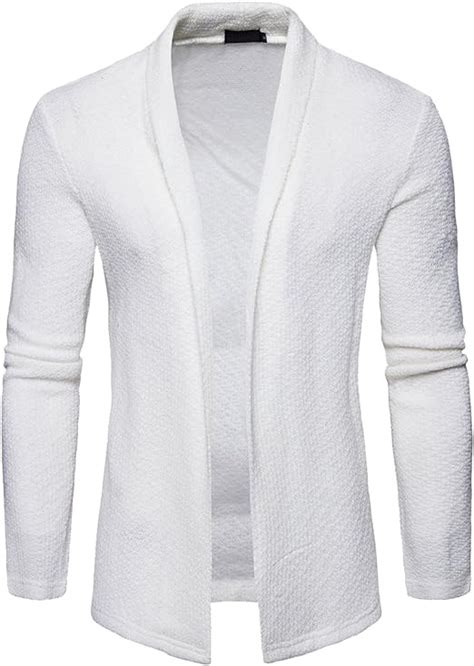 cottory mens classic pure color lightweight knit sweater cardigan white