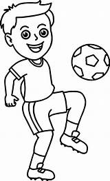 Coloring Soccer Boy Player Pages Football Playing Kids Sports Ball Colouring Color Boys Printable Knee Sheets Choose Board Bouncing His sketch template