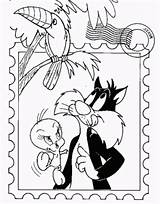 Colorear Silvestre Piu Frajola Looney Tunes Deitado Nas Olhando Segurando Buscando Puedes Pintarcolorear sketch template