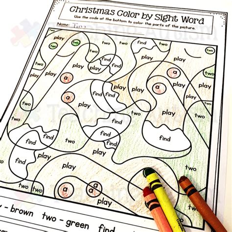 christmas colour  sight word pre primer teaching autism