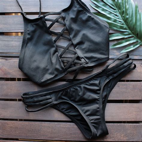 venice high neck crop bikini set in black shophearts 1 belle