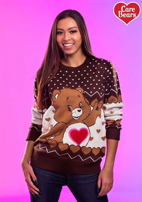 adult tenderheart bear care bears ugly christmas sweater