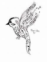 Music Bird Note Drawing Getdrawings sketch template