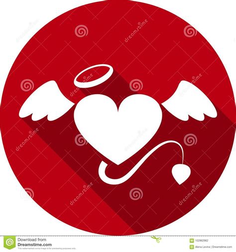 Heart Icon With Wings Halo And Tail Stock Vector