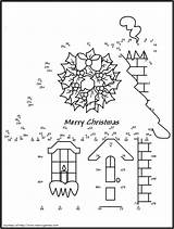 Dot Christmas Coloring Dots Printable Connect Pages Printables House Drawing Games Worksheets Houses Numbers Print Crafts Color Activities Merry Holiday sketch template