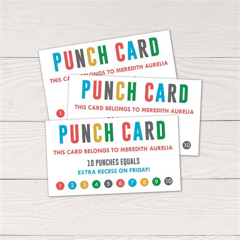 printable punch cards incentive cards  students  etsy australia