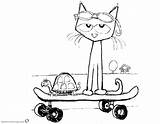Pete Cat Coloring Skateboard Pages Play Printable Fanart Kids Bettercoloring sketch template