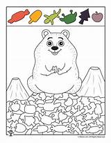 Groundhog Hidden Preschool Woojr Hog Pins Woo sketch template