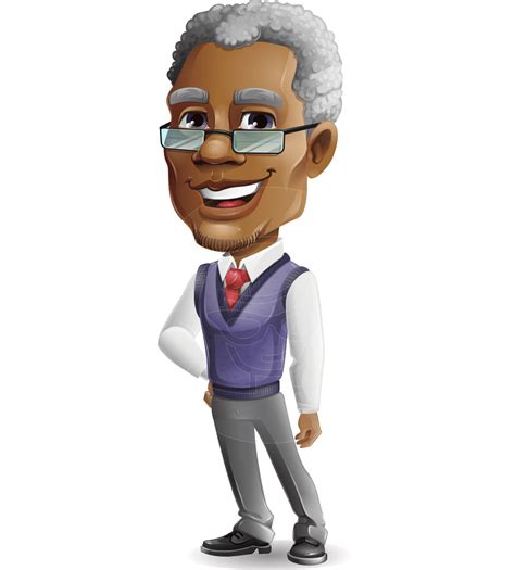 Elderly African American Man Cartoon Vector Character