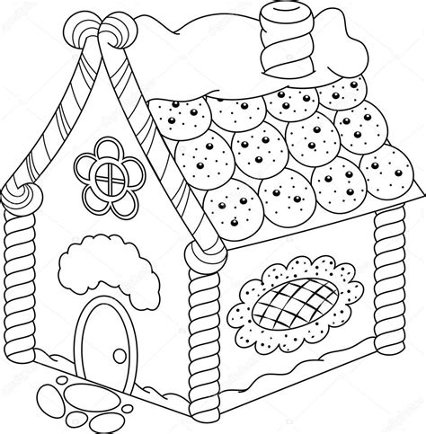 gingerbread house coloring page stock vector  malyaka