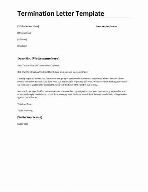 business contract termination letter template addictionary