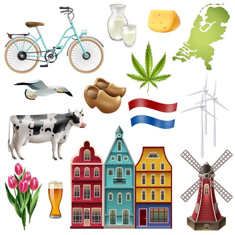 holland netherlands travel icon set  vector art  vecteezy