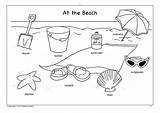 Beach Coloring Pages Worksheets Themed Playshop Language sketch template