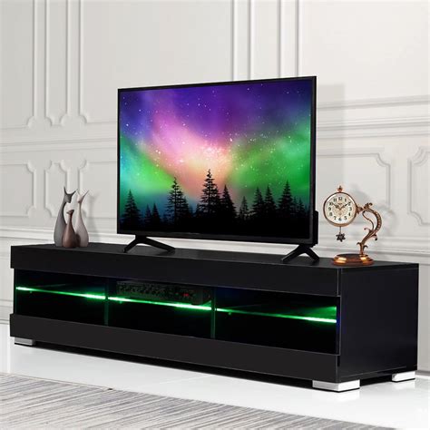 57 tv stand for flat tv 40 55 inch tv in home w led lights shelves
