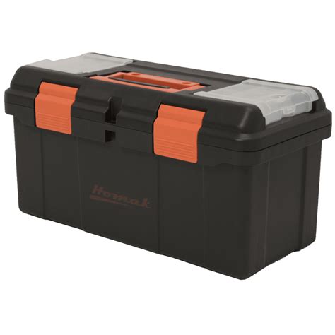 black plastic toolbox  beveled lid homak manufacturing