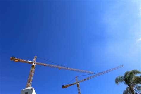 tower craines  work stock photo  image  blue construction industry horizontal