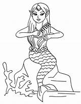Mermaid Coloring Hair Combing Colorkid Sirens Pages Her Mermaids sketch template