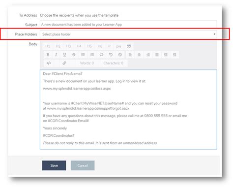 create  edit  email template wisenet resources